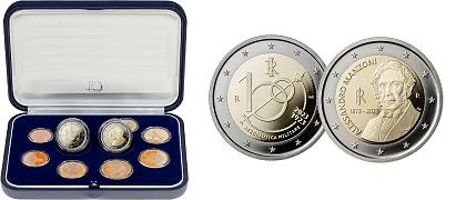 Coffret série monnaies euro Italie 2023 BE - Série de 10 pièces + 2 euros Armée de l'air et Manzoni