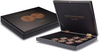 Coffret numismatique VOLTERRA de luxe Black pour 19 pièces de 1/4 euros Collection Sports sous capsules