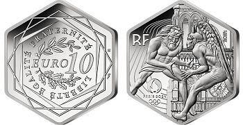 Commémorative 10 euros Argent Hexagonale Hercule JO Paris France 2024 - Monnaie de Paris
