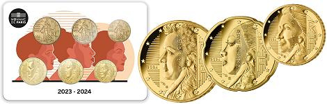 Sextuple 10, 20 et 50 cents France 2023-2024 BU Coincard Monnaie de Paris - Nouvelle face