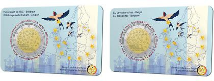 Duo Commémorative 2 euros Belgique 2024 Coincards Versions Française et Flamande - Présidence de l'UE