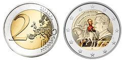 Commémorative 2 euros Luxembourg 2024 UNC couleur type A - Grand-Duc Guillaume II