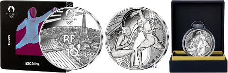 Commémorative 10 euros Argent Sport Escrime France 2024 BE - Monnaie de Paris
