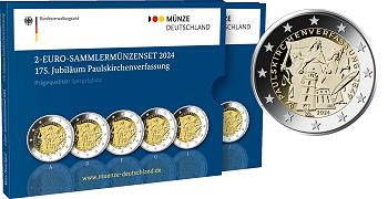 Commémorative 2 euros Allemagne 2024 BE Coincard - Constitution de Francfort - 5 ateliers