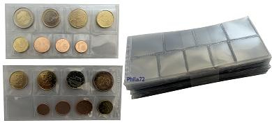Pochettes de protection en PVC rigide transparent pour une série de pièces Euro - par 40