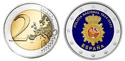 Commémorative 2 euros Espagne 2024 UNC en couleur type B - Police Nationale