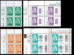 Lot Coin Numérotée Série Marianne l'engagée surchargée 2024 - 4 timbres provenant de feuilles gommés