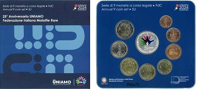 Coffret série monnaies euro Italie 2024 BU - Fédération Italienne des maladies rares