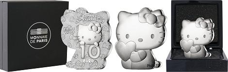 Commémorative 10 euros Argent 50 ans Hello Kitty 2024 BE (Pièce Forme Hello Kitty) - Monnaie de Paris (en prévente)