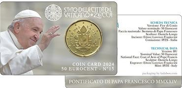 Coincard n°15 pièce 50 cents Vatican 2024 CC - Armoiries du pape François (en prévente)