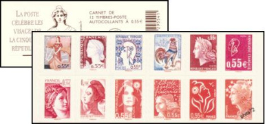 Carnet les Visages de la Cinquième République - 12 timbres mixtes à 0.55€