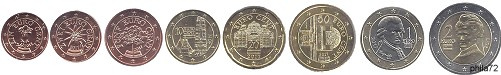 Série complète pièces 1 cent à 2 euros Autriche année 2023 UNC