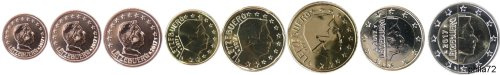 Série complète pièces 1 cent à 2 euros Luxembourg année 2017 UNC