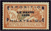 Merson surchargé Exposition Philatélique Le Havre 1929 - 2f + 5f orange et vert-bleu