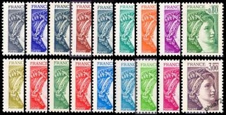 Série Sabine - 17 timbres gommes tropicale