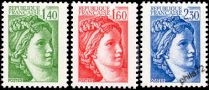 Série Sabine de Gandon - 3 timbres gommes tropicale