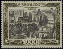 Vue de Paris - 1000f noir et brun-violacé
