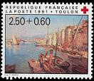 Timbre Croix-rouge - Toulon - 2.50f + 0.60f multicolore