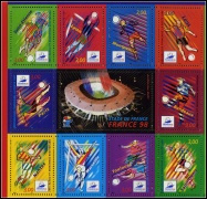 Coupe du monde de football - France 1998 - bloc de 10 timbres