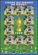 Coupe du monde de rugby 1999 - bloc de 10 timbres
