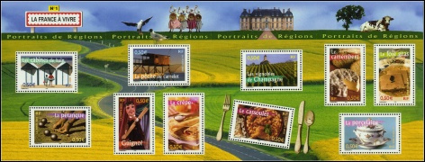 Portrait des régions - La france à vivre I 2003 - bloc de 10 timbres