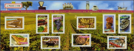 Portrait des régions - La france à vivre III 2004 - bloc de 10 timbres