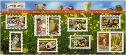 Portrait des régions - La france à vivre V 2005 - bloc de 10 timbres