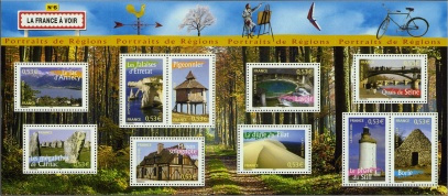 Portrait des régions - La france à voir VI 2005 - bloc de 10 timbres
