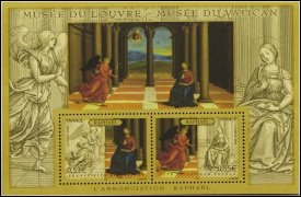Annonciation du peintre Raphaël 2005 - bloc de 2 timbres