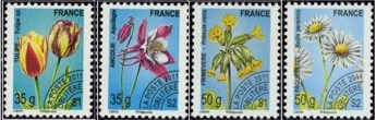 Série fleurs Ancolie Tulipe Pâquerette et Primevère 2011 sans valeur faciale et avec échelle de poids - 4 timbres