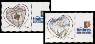 Paire Chanel tirage gommé - 0.50€ et 0.75€ multicolore papier azurant gomme brillante logo TPP
