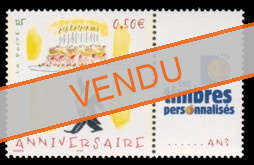 Timbre pour Anniversaire tirage gommé - 0.50€ multicolore papier neutre gomme mate logo TPP
