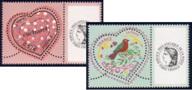Paire Cacharel tirage gommé - 0.53€ et 0.82€ multicolore (3747A papier neutre - 3748A papier azurant) logo Cérès