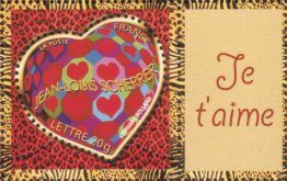 Scherrer tirage gommé - TVP 20g - lettre prioritaire multicolore logo "Je t'aime" en 10 langues