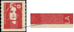 Briat type II tirage autoadhésif - sans valeur rouge provenant de carnet