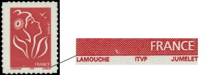 Lamouche type II tirage autoadhésif - sans valeur rouge mention ITVF (sans logo) provenant de feuille personnalisable (support blanc)