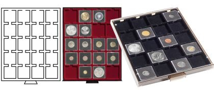 Lot de 3 médailliers numismatiques MB tiroir de 20 cases carrées pour 60 monnaies sous capsules Quadrum