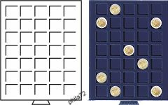 Médaillier numismatique SMART tiroir de 35 cases carrées pour monnaies jusqu'à 27 mm