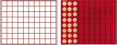 Plateau numismatique NERA de 80 cases carrées pour monnaies jusqu’à 24 mm - à l'unité
