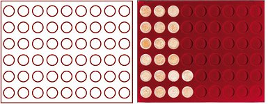 Plateau numismatique NERA de 54 cases circulaires pour monnaies jusqu’à 25,75 mm  (2 euros) - à l'unité