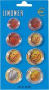 Série de 8 capsules rondes LINDNER pour monnaies 1 cent à 2 euros - à l'unité