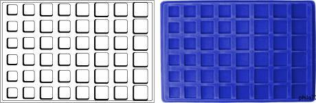 Plateaux numismatiques TAB L de 48 cases carrées pour 6 jeux complets de pièces de 1 cent à 2 euros avec ou sans capsule - par 2