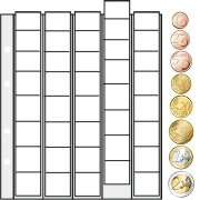 Feuilles numismatiques LOUIS de 40 cases pour 5 jeux complets de pièces de 1 cent à 2 euros - paquet de 2 feuilles