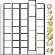 Feuilles numismatiques PREMIUM / ARTline de 40 cases pour 5 jeux complets de pièces de 1 cent à 2 euros - paquet de 2 feuilles