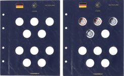 Feuilles numismatiques VISTA de 10 cases pour pièces de 5 euros commémoratives allemandes - paquet de 2 feuilles