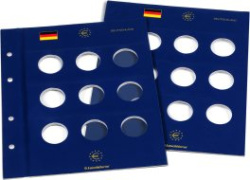 Feuilles numismatiques VISTA de 9 cases pour pièces de 10, 20 ou 25 euros commémoratives allemandes - paquet de 2 feuilles