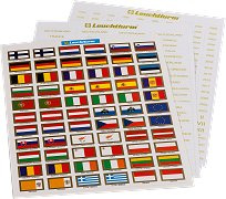 Jeux d’étiquettes euro autocollantes pour feuilles VISTA  (drapeaux, pays, années, ateliers, etc.)