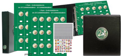 Album monnaies PREMIUM Euro universel avec 2 feuilles pour 30 ou 70 pièces de 2 euros