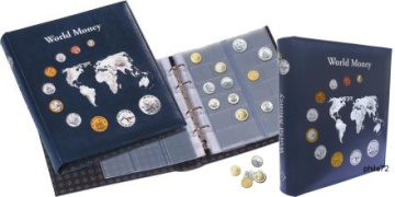 Album OPTIMA World Money avec 5 feuilles panachées pour 152 monnaies et son étui assorti