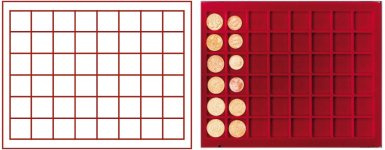 Plateau numismatique NERA de 48 cases carrées pour monnaies jusqu’à 30 mm - à l’unité